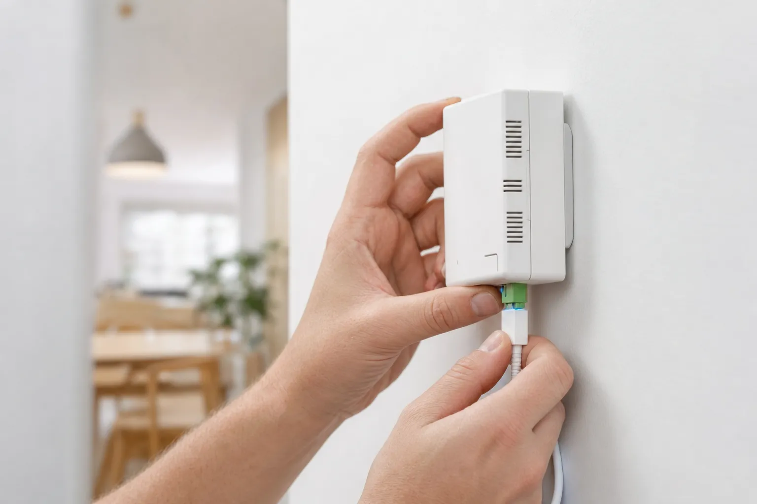Närbild på svensk fiberkabel i stadsnät